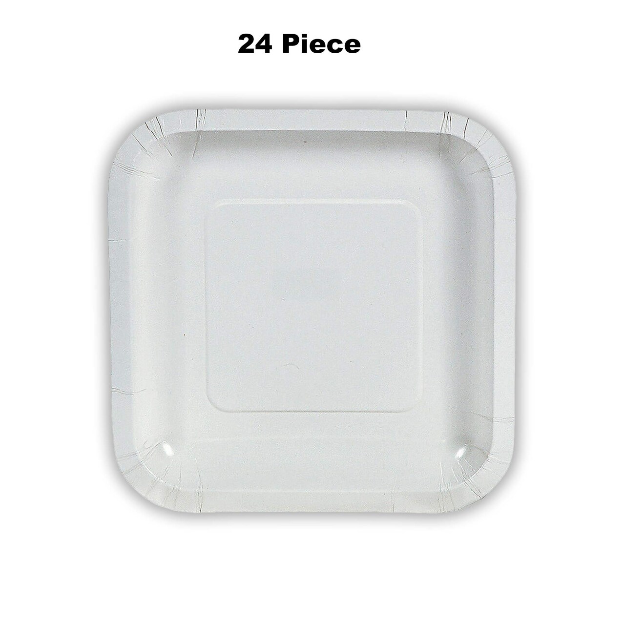24 Count White Square Paper Dessert Plates for Wedding Party Birthday Shower Event Easy Cleanup 7 Inch